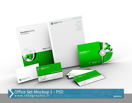 طرح لایه باز پیش نمایش ست اداری – Office Set Mockup 1 | رضاگرافیک